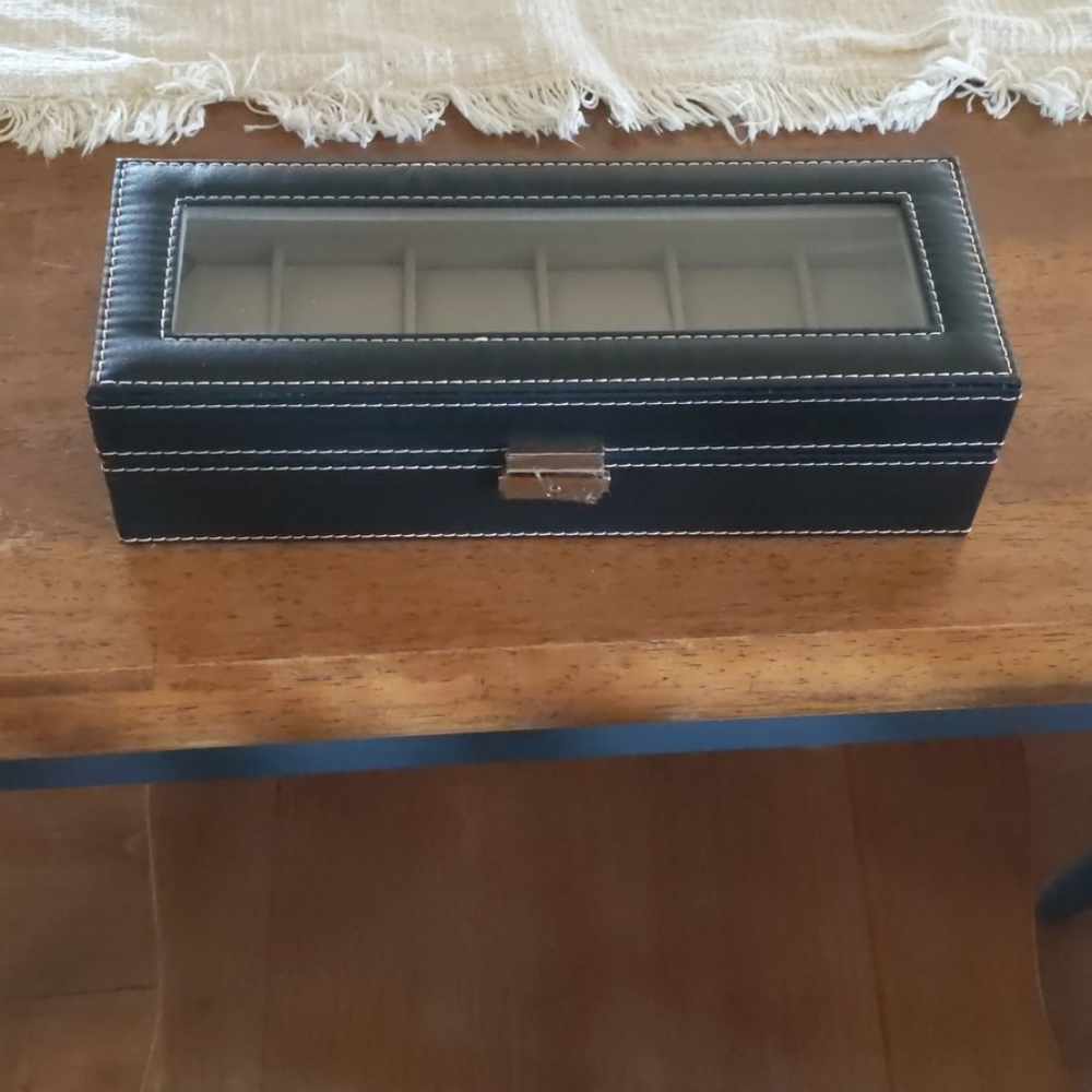 NWT Black leather watch/bracelet jewelry box